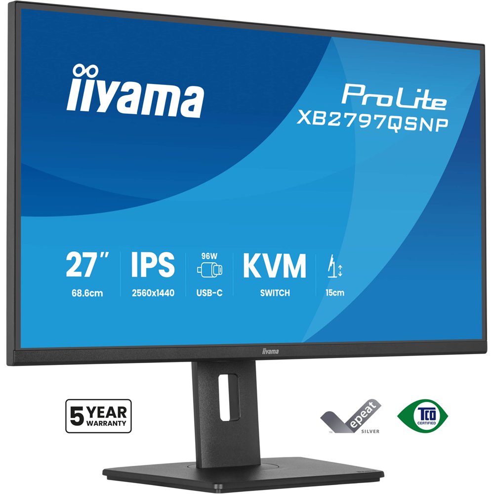 iiyama prolite xb2797qsnp-b1 pantalla para pc 68,6 cm (27") 2560 x 1440 pixeles quad hd lcd negro
