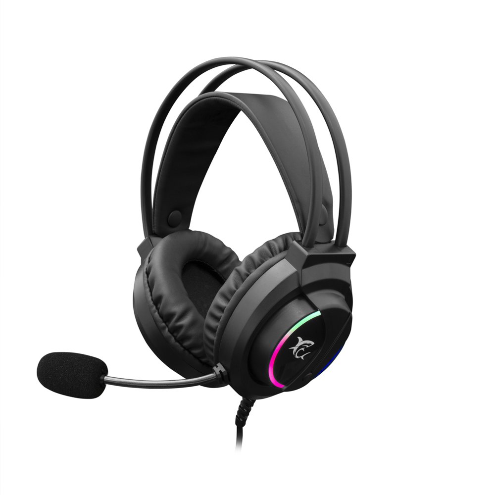 white shark wolf auricular y casco auriculares alámbrico juego negro