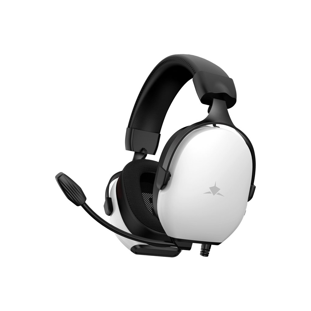 white shark fox auriculares alámbrico diadema juego blanco, negro