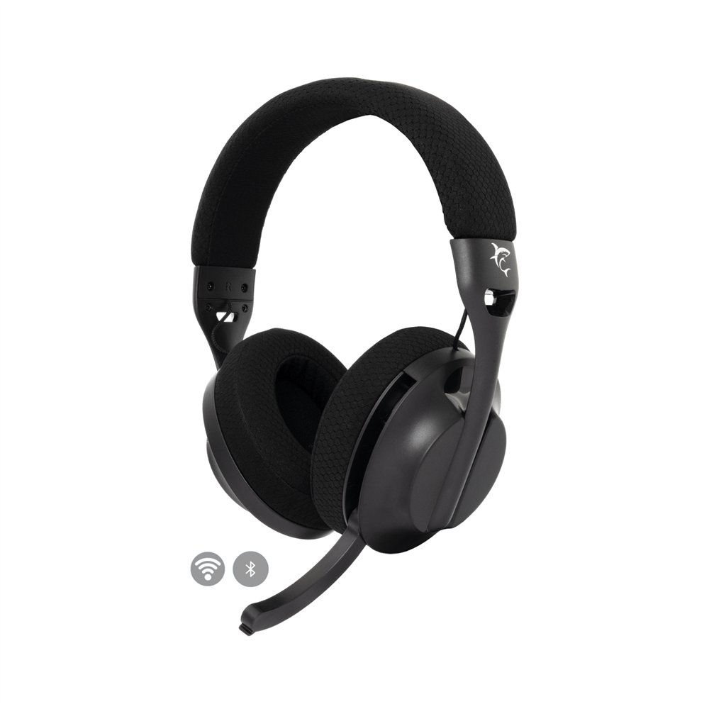 white shark falcon auriculares inalámbrico y alámbrico diadema juego usb tipo c bluetooth negro