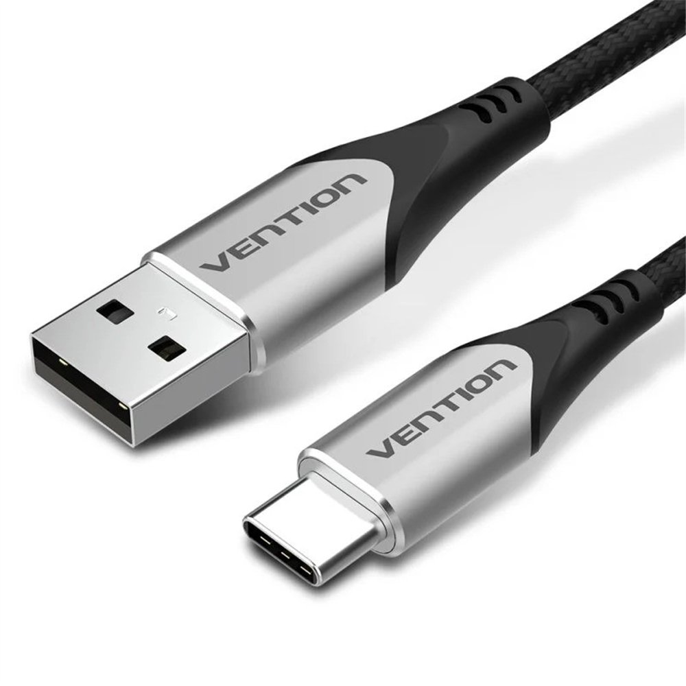 cable vention usb-c 2.0 usb-c/m - usb-a/m 480mbps trenzado 1m grey