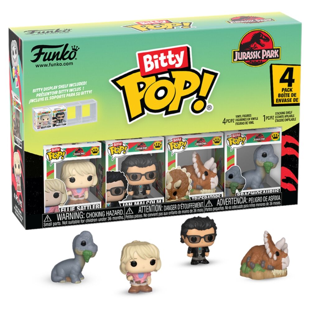 blister 4 figuras bitty pop jurassic park triceratops