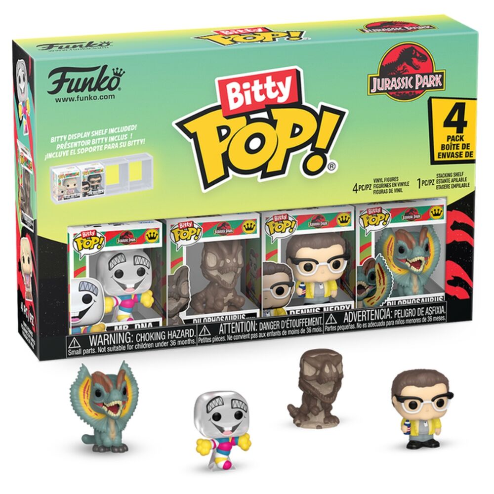 blister 4 figuras bitty pop jurassic park mr. dna