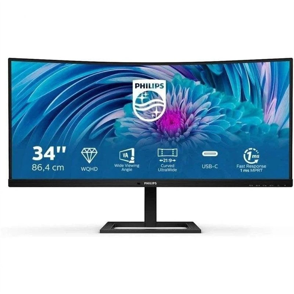 monitor philips 34 100hz 4k multimedia reg altura curvo hdmi dp black
