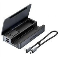 docking usb-c para steam deck/switch vention 2x hdmi 4k/3x usb-a/1x usb-c/1x usb-c pd/1x rj45/1x  microsd