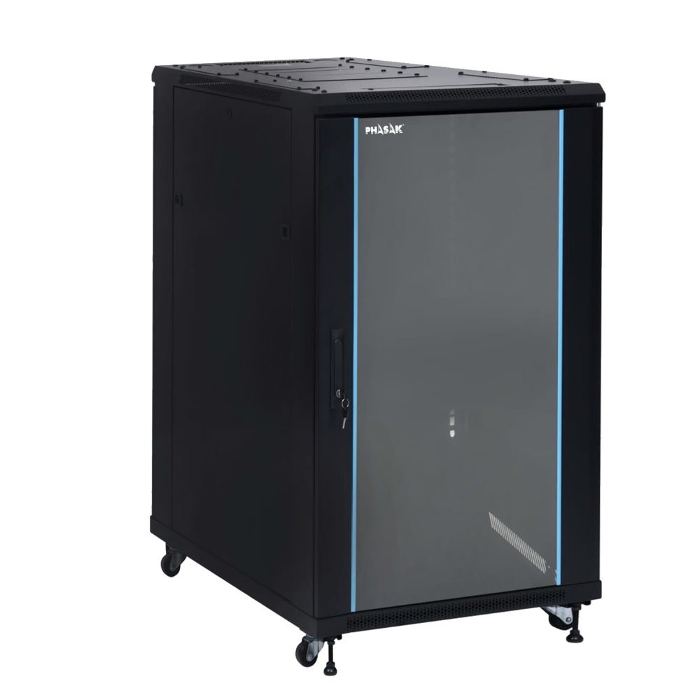 phasak armario rack pro 19" 22u 600 x 600 negro con ventilación - pho 6622