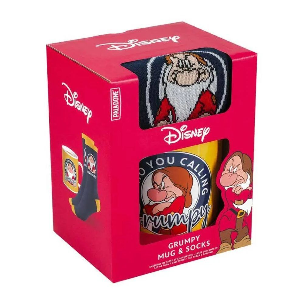 set taza y calcetines gruñon blancanieves y los siete enanitos
