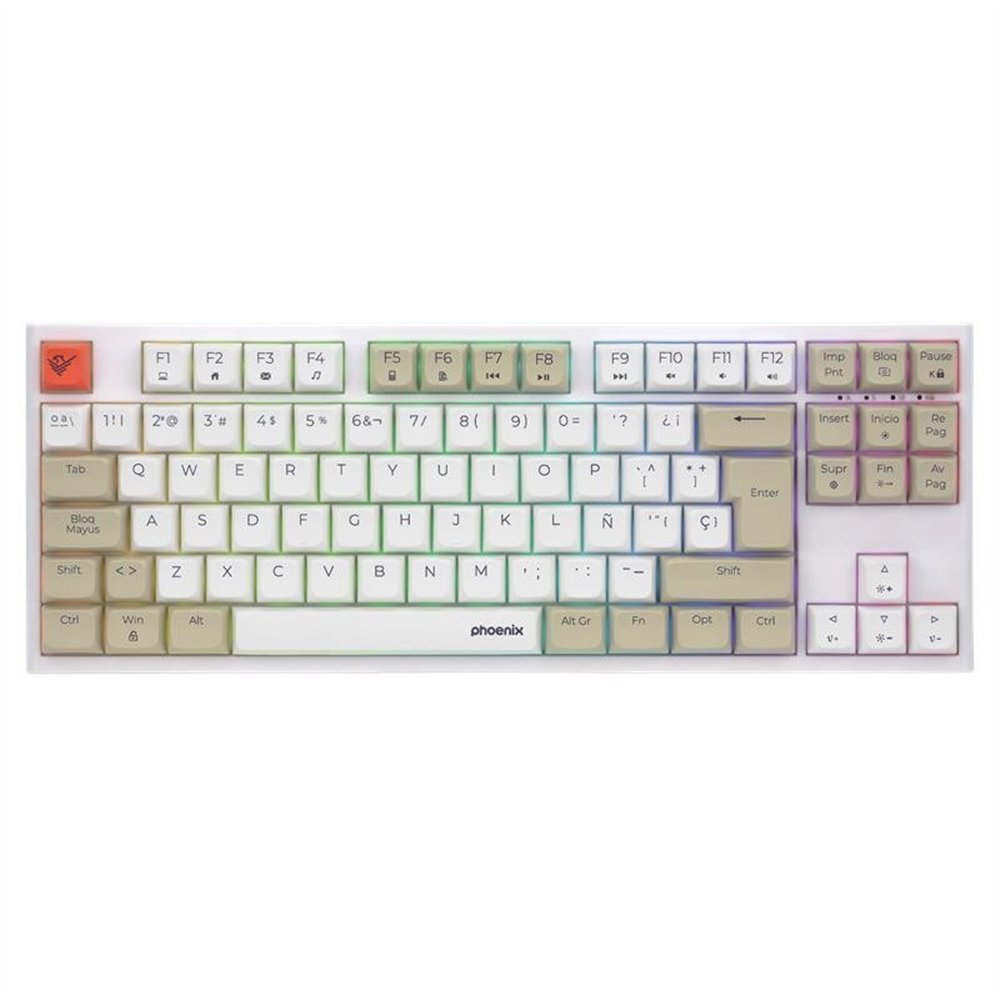 teclado phoenix royal gaming mecanico tkl usb rgb white