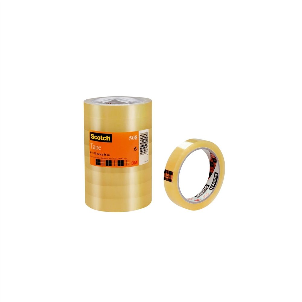 cinta adhesiva transparente 3m - pack de 8 unidades - 66mm x19mm - scotch 508 ft510097338