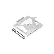 aisens soporte de sobremesa ajustable para portatil / tablet con usb-c docking 7 en 1, gris