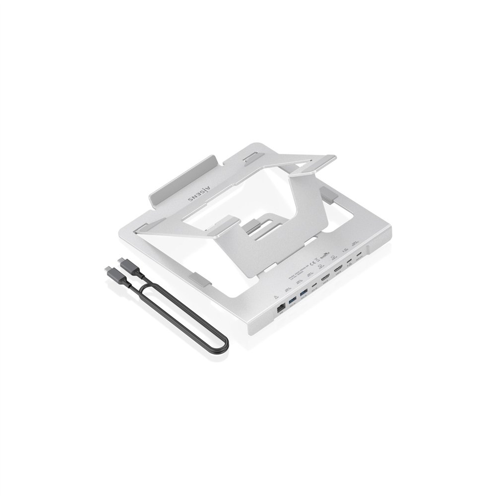 aisens soporte de sobremesa ajustable para portatil / tablet con usb-c docking 7 en 1, gris
