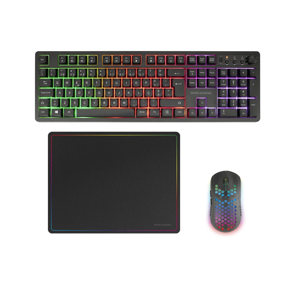 mars gaming mcpwxpt teclado ratón incluido juego rf inalámbrica + usb qwerty portugués negro
