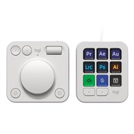 logitech mx creative console, keypad programable con 9 teclas lcd personalizables y dial de control para diseño gráfico, edición