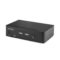 startech.com switch conmutador kvm displayport de 2 puertos - 8k60/4k144 - para un monitor - dp 1.4 - 2x usb 3.0 - 4x usb 2.0 hi