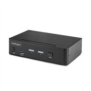 startech.com switch conmutador kvm displayport de 2 puertos - 8k60/4k144 - para un monitor - dp 1.4 - 2x usb 3.0 - 4x usb 2.0 hi