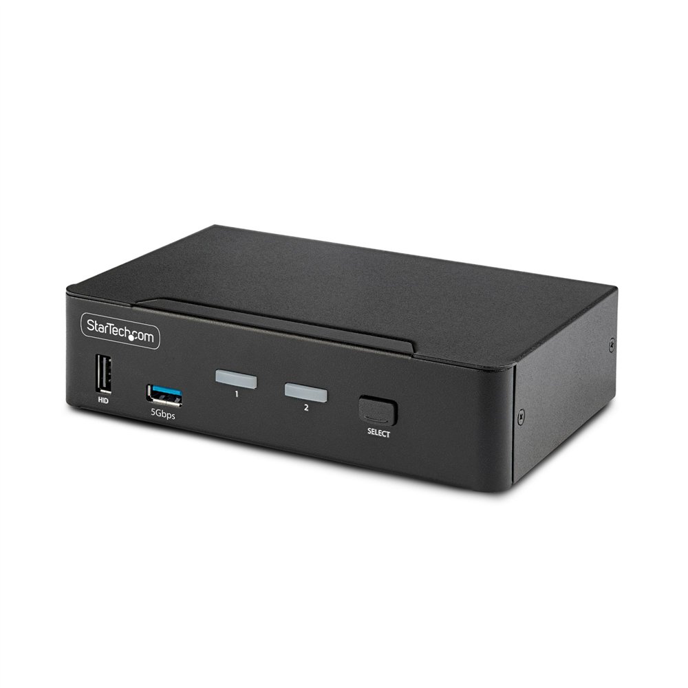 startech.com switch conmutador kvm displayport de 2 puertos - 8k60/4k144 - para un monitor - dp 1.4 - 2x usb 3.0 - 4x usb 2.0 hi
