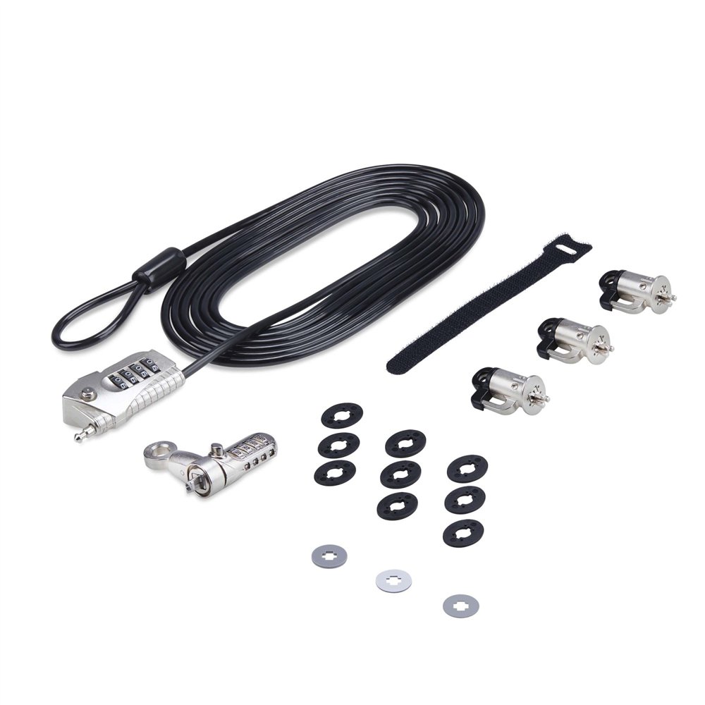 startech.com juego de candado para ordenador de sobremesa o portátil y periféricos - cable de 3m de acero - candado antirrobo - 
