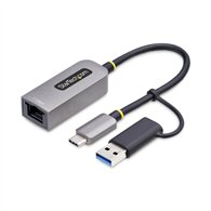 startech.com adaptador usb-c a ethernet con dongle usb-a - adaptador de red usb tipo c - adaptador ethernet - 10/100/1000mbps - 