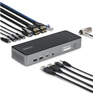 startech.com docking station universal usb-c de 3 pantallas - docking station usb tipo c hdmi dp - pd 140w para carga de macbook
