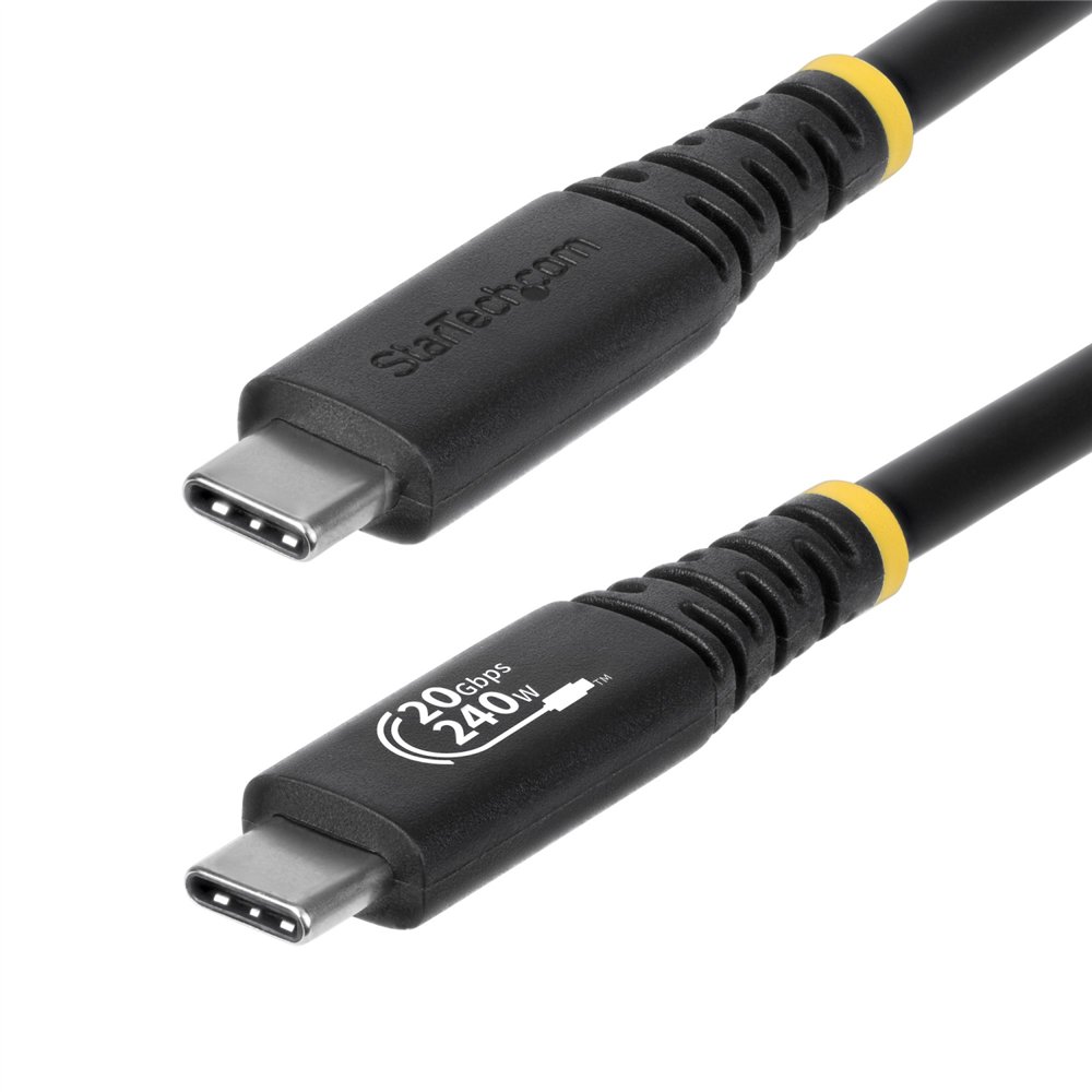 startech.com cable usb4 2m - cable usb-c certificado usb-if - 20gbps - pd 240w epr - 4k120 - dp 1.4 - cable usb tipo c - recubri
