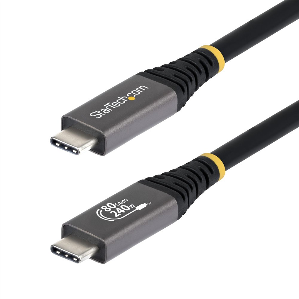 startech.com cable usb4 1,5m - cable usb-c certificado usb-if - 80gbps - cable usb tipo c - pd de 240w - 8k120/4k240 - dp 2.1 - 