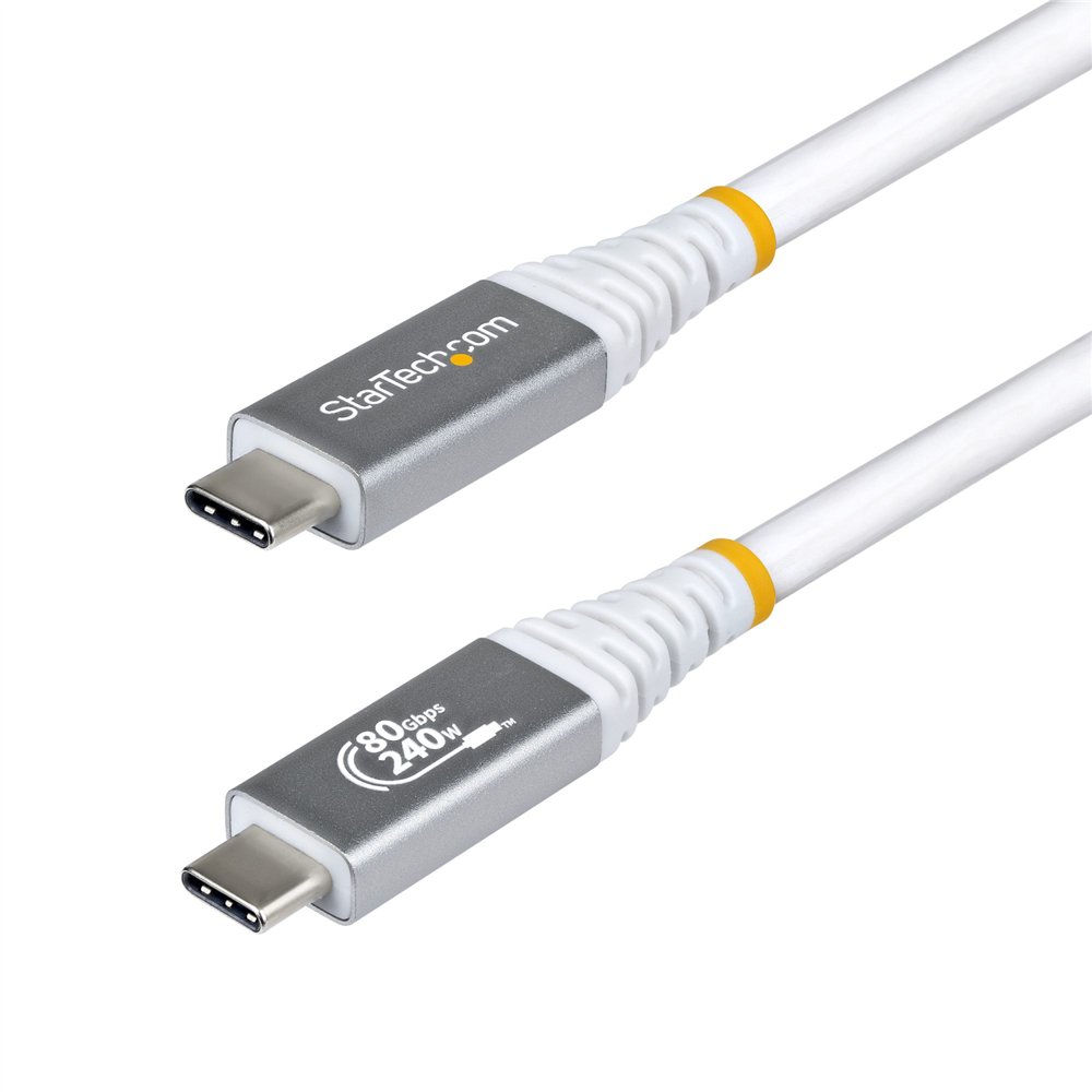 startech.com cable usb4 1m - cable usb-c certificado usb-if - 80gbps - cable usb tipo c - pd de 240w - 8k120/4k240 - dp 2.1 - dp
