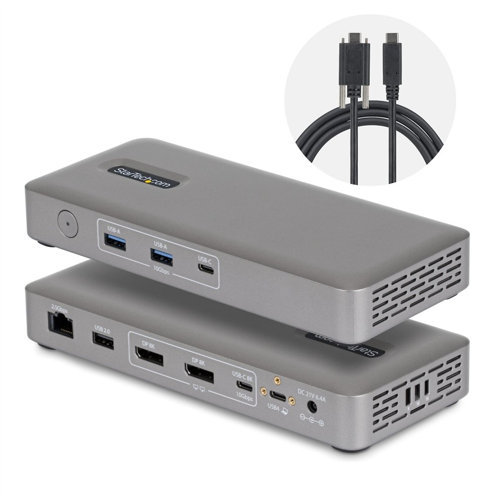 startech.com docking station usb4 usb-c universal sin controladores de 2 monitores para macos/windows - con carga de 100w para p