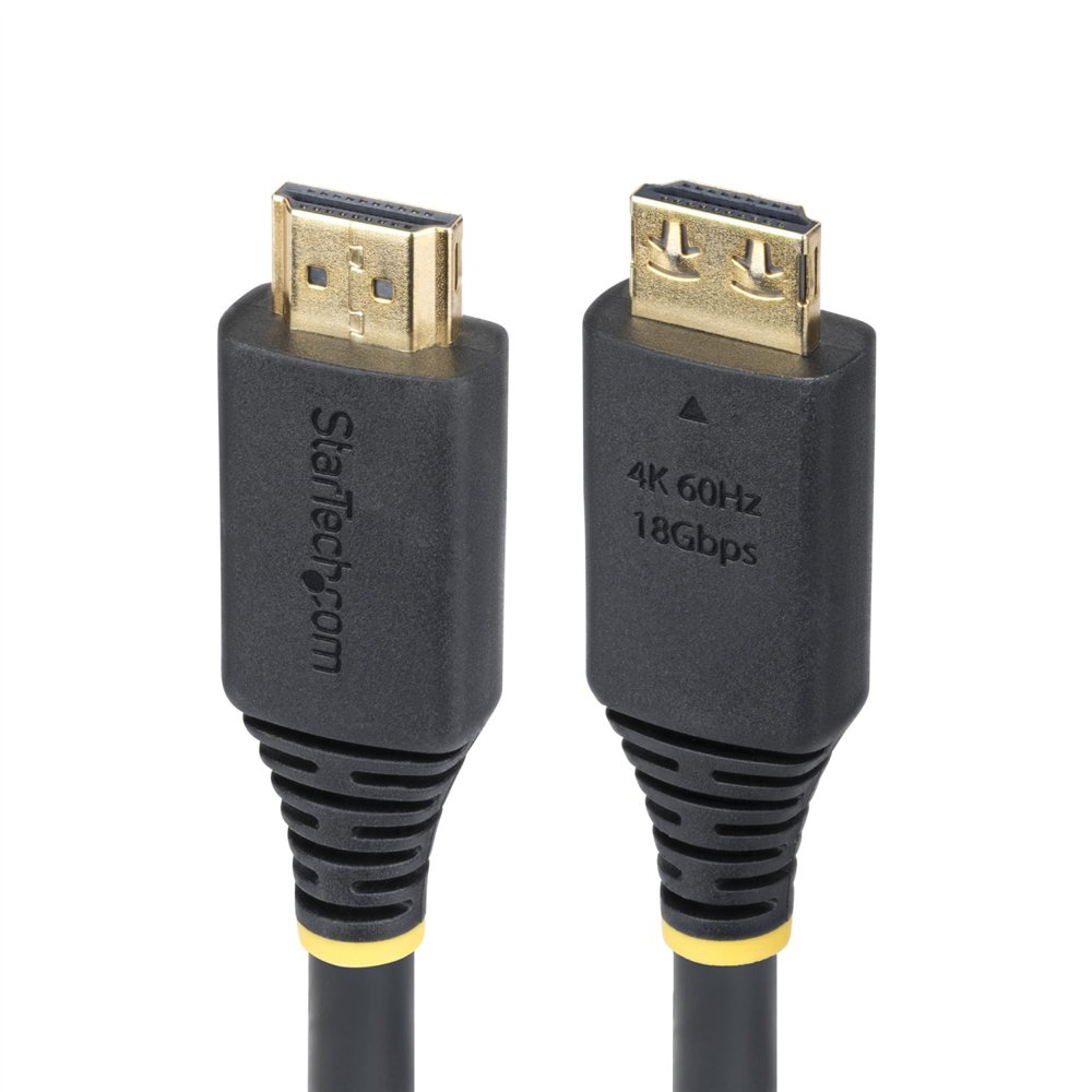 startech.com cable hdmi de alta velocidad de 5m - conectores de agarre - 4k60hz/1440p 144hz - hdr10/hdcp 2.2/arc - uhd - 18gbps 