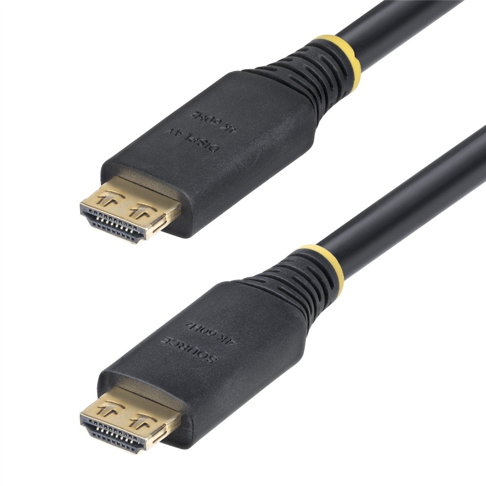 startech.com cable hdmi de alta velocidad activo de 15m - conectores de agarre - uhd 4k60hz/1440p 144hz - 18gbps - hdr10/hdcp 2.
