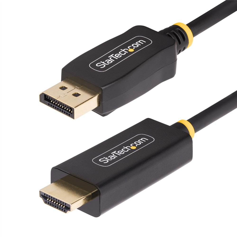 startech.com cable adaptador displayport a hdmi de 3m con conectores de agarre - 4k 60hz con hdr - conversor de vídeo activo dp 