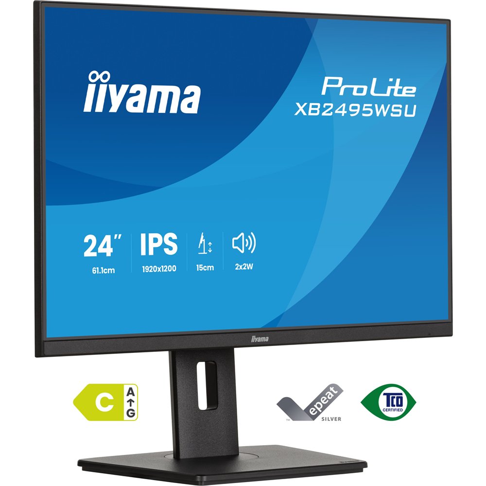 iiyama prolite xb2495wsu-b1 pantalla para pc 61,2 cm (24.1") 1920 x 1200 pixeles wuxga lcd negro