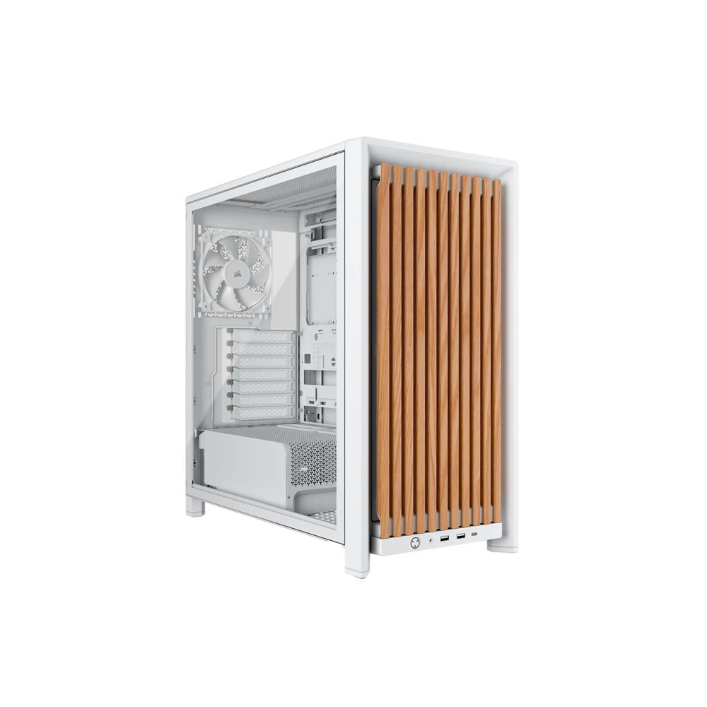 corsair frame 4000d wood rs midi tower madera, blanco