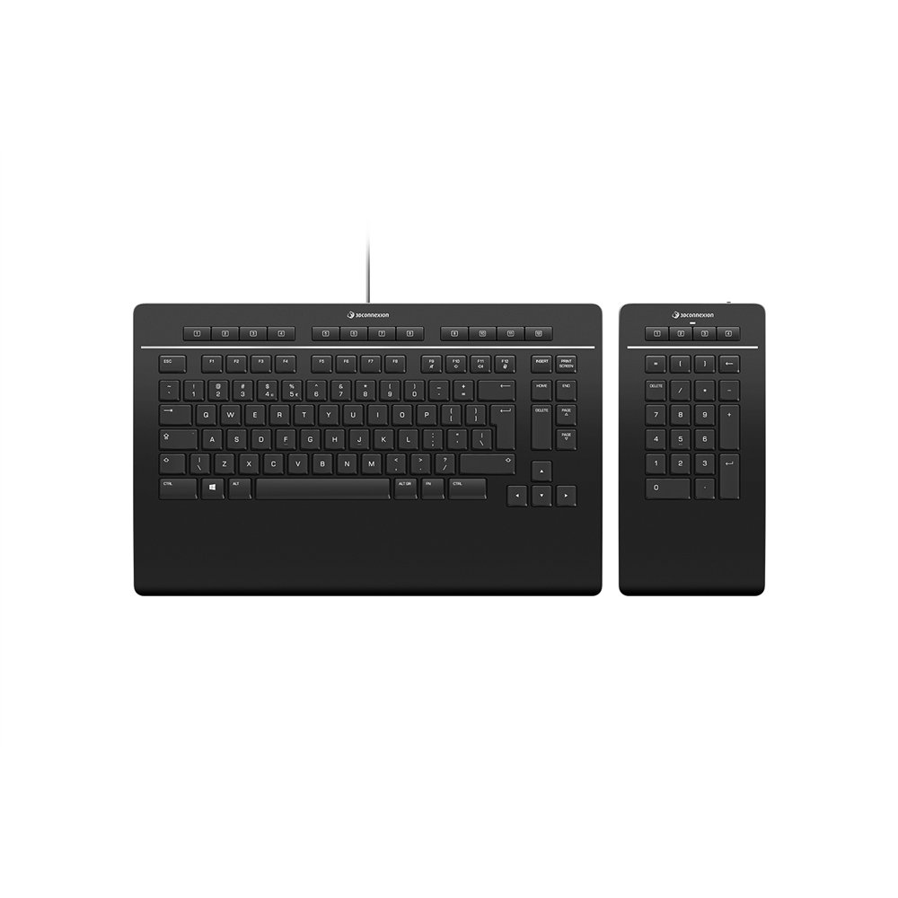 3dconnexion keyboard pro with numpad teclado oficina usb + rf wireless + bluetooth qwerty internacional de ee.uu. negro