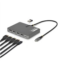 startech.com quad-usb-dp-adapt base para portátil y replicador de puertos alámbrico usb 3.2 gen 1 (3.1 gen 1) type-c gris