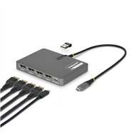 startech.com quad-usb-dp-adapt base para portátil y replicador de puertos alámbrico usb 3.2 gen 1 (3.1 gen 1) type-c gris