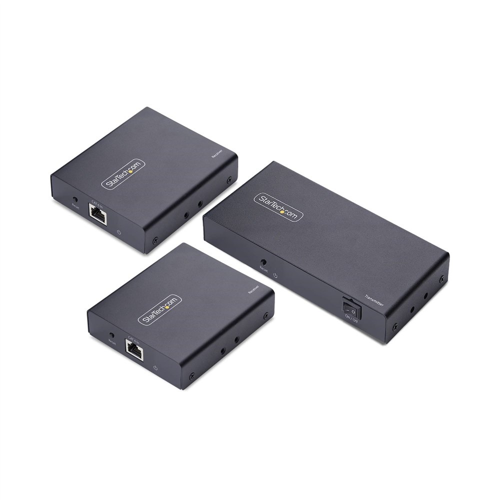 startech.com extensor divisor de 2 puertos hdmi 4k 60hz por cable cat6 ethernet - juego de distribución 1x2 hdmi con ir y power 
