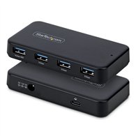 startech.com hub ladrón usb-a de 4 puertos - 5gbps - autoalimentado - cable host 2 en 1 tipo c y tipo a - puerto de carga bc 1.2