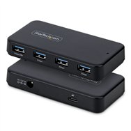 startech.com hub ladrón usb-a de 4 puertos - 5gbps - autoalimentado - cable host 2 en 1 tipo c y tipo a - puerto de carga bc 1.2