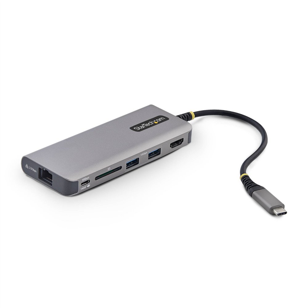 startech.com adaptador multipuertos usb-c a hdmi - pd 140w - hub ladrón usb de 3 puertos - 4k 60hz - ranura para tarjetas sd - m