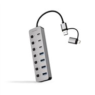 nanocable hub usb-c+usb-a/m a 4xusb-a + 3xusb-c 3.0 + usb-c 5v