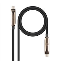 nanocable cable usb 3.2 gen2x1 aoc, 60w 3a pd 10gbps 8k@60hz, usb-c m/m, 5m, negro