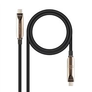 nanocable cable usb 3.2 gen2x1 aoc, 60w 3a pd 10gbps 8k@60hz, usb-c m/m, 5m, negro