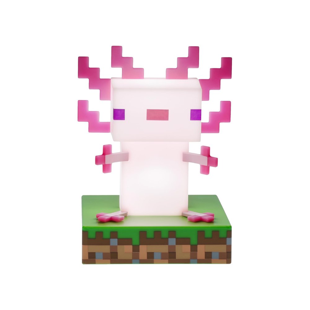 lámpara icons minecraft ajolote 12 cm con luz decorativa