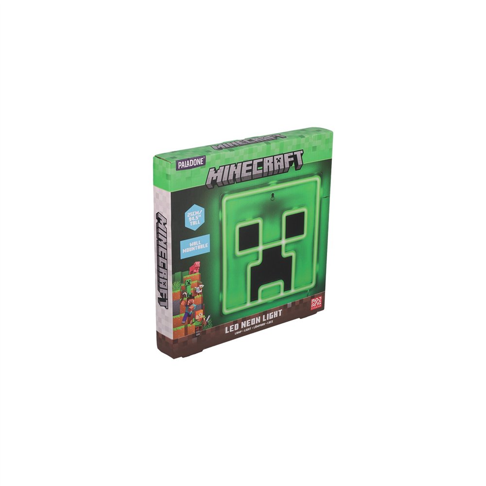 lámpara led neón minecraft creeper para pared 25 cm usb