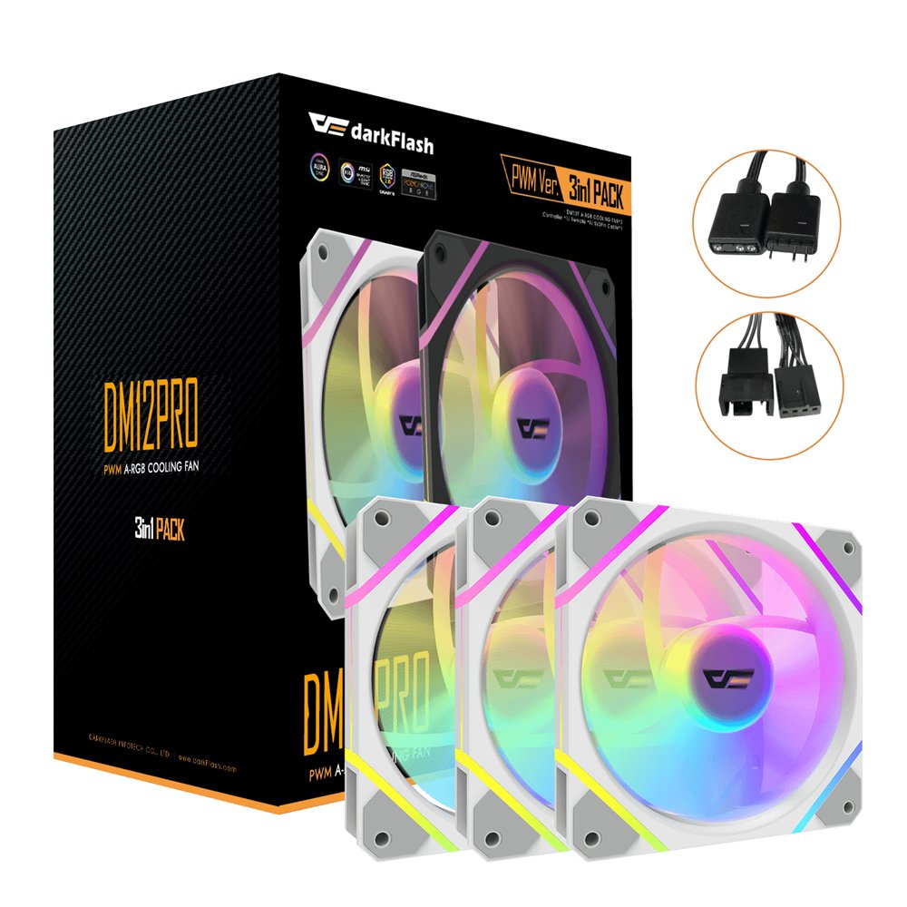 darkflash df-dm12 pro 3in1-w-es1 sistema de refrigeración para ordenador carcasa del ordenador refrigerador de aire 12 cm blanco