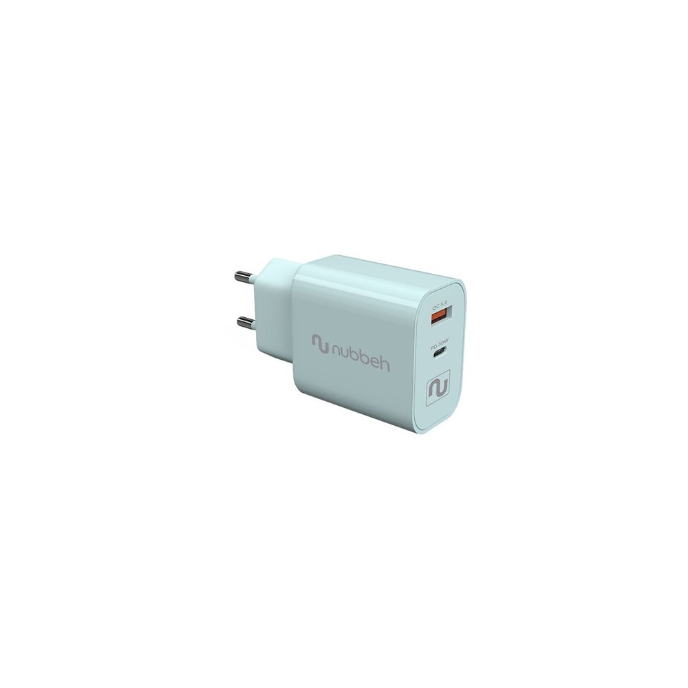 cargador de pared nubbeh bhoot 30w dual usb-a y usb-c verde