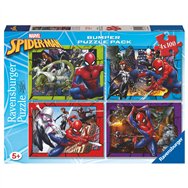 puzzle spiderman marvel 4x100pzs