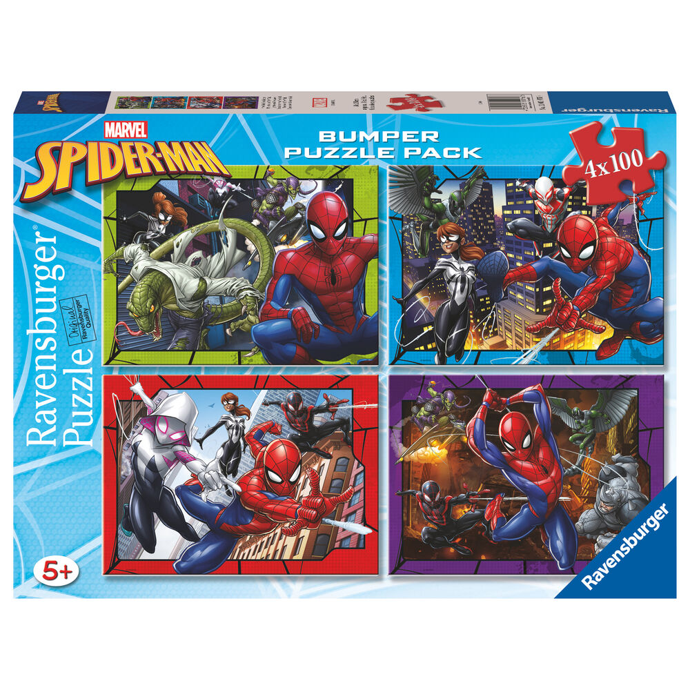 puzzle spiderman marvel 4x100pzs
