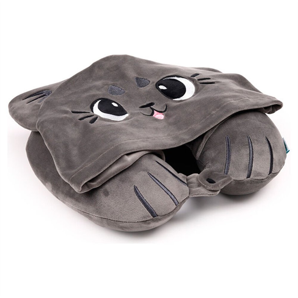 almohada viaje capucha gatos beans & co hoodeazzz