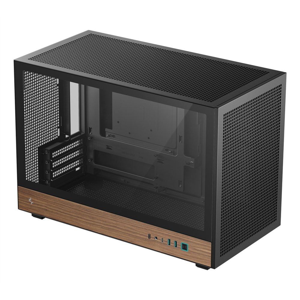 deepcool ch260 wood micro torre negro, madera